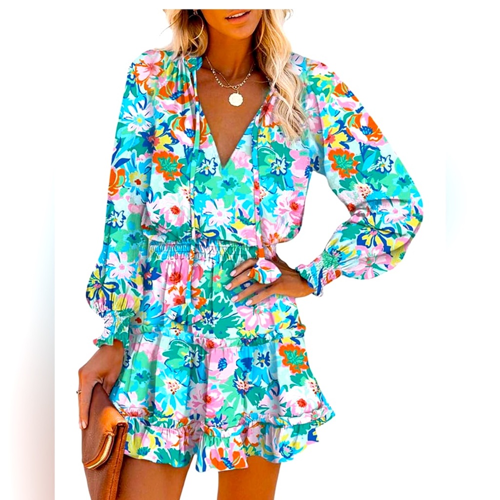 Floral Long Sleeve Flowy Dress wore for 3 hours to a wedding SZ LARGE